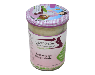 Rindfleisch mit Meerrettichsauce im Glas